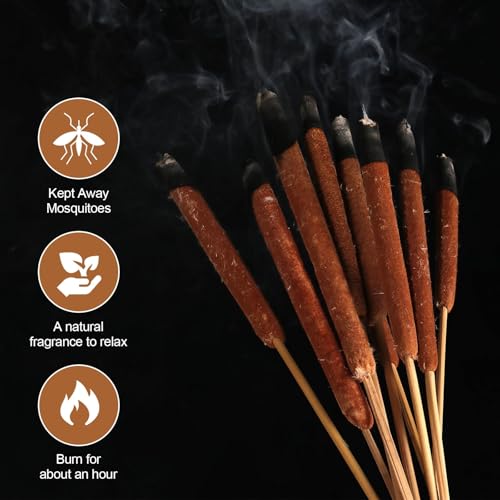 17-Inch Dried Natural Cattails - 20-Piece Set for Floral Arrangements