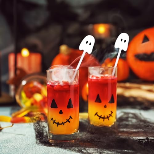 Halloween Ghost Cocktail Swizzle Sticks - 30 Pack Reusable Party Picks