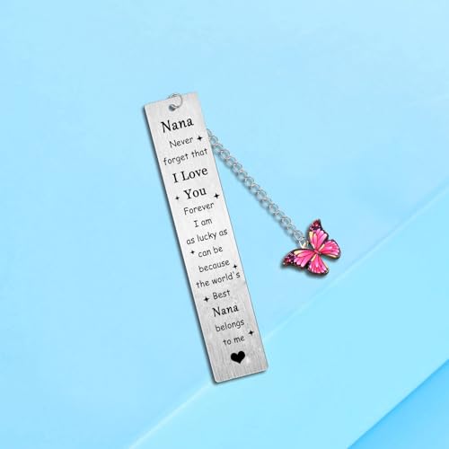 Nana Bookmark Gifts for Grandma - Love Reading Nanny Bookmark for Mother's Day Christmas Birthday from Granddaughter or Grandson