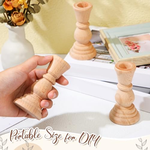 12 Pack Wooden Candle Holders - DIY Christmas Craft Decor, 4 Inch