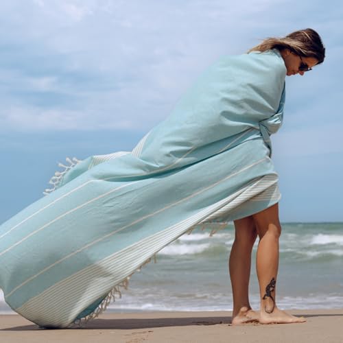Extra Large Sand-Free Beach Blanket, 83x94 Inch Soft Cotton Picnic Throw