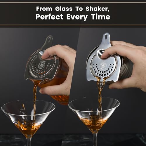 Wizardtender Glossy Silver Hawthorne Cocktail Strainer - Professional Bar Tool