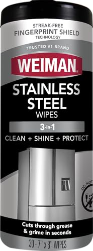 Stainless Steel Cleaner & Polisher Wipes - 30 Count, Streak-Free Shine