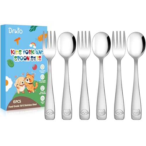 6-Piece Stainless Steel Toddler Utensils Set with Forks and Spoons
