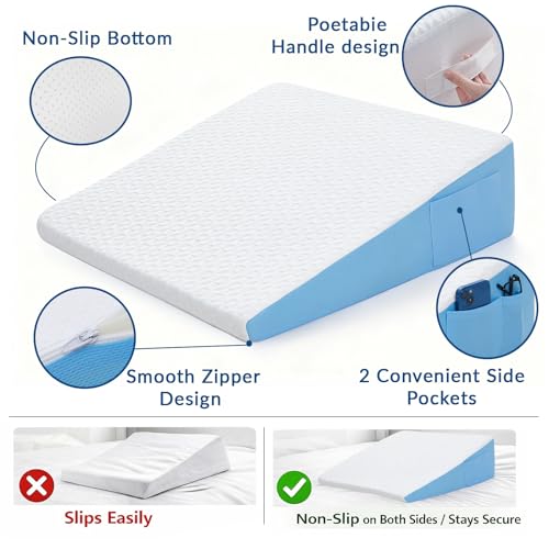 Memory Foam Wedge Pillow for Back, Neck & Leg Support - 7.5"