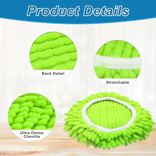 Microfiber Chenille Spin Mop Replacement Heads - Reusable Mop Pads (3 Pack)