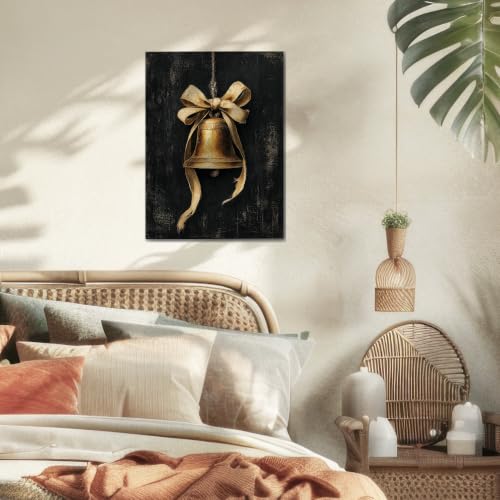 JMENGSSFL Vintage Christmas Bell Rustic Canvas Wall Art 11x14 | YH-Christmas-16