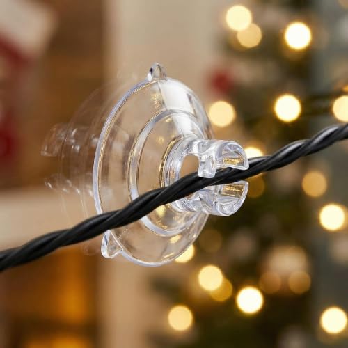 50 Pack Christmas Light Suction Cups - 1.2''/30mm Holiday Hooks for Hanging String Lights