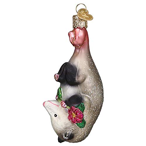 Blossom Opossum Hand-Blown Glass Christmas Tree Ornament