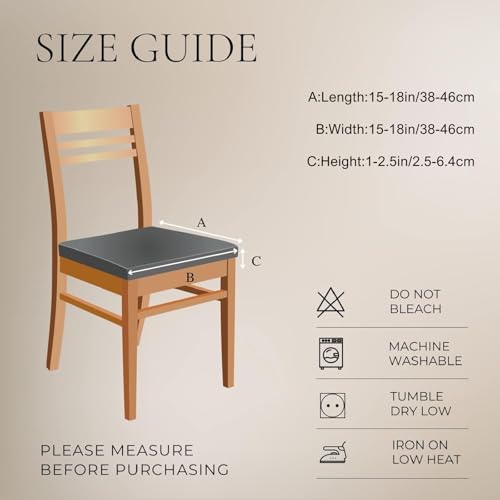 Waterproof PU Leather Dining Chair Seat Covers, 4 Pack - Black