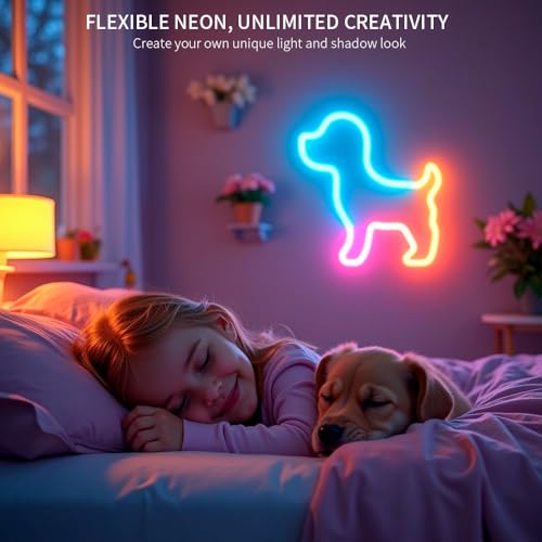 6.5ft WS2811 RGB LED Neon Rope Light, Bluetooth App Controlled Flexible Strip
