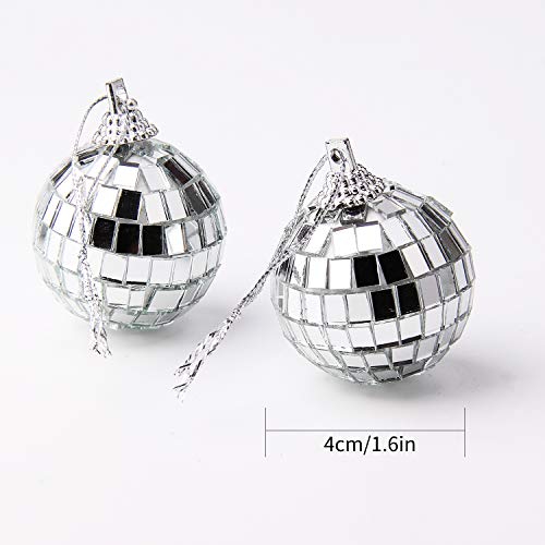 12-Piece Silver Mini Disco Ball Ornaments for Party & Tree Decor (4cm)