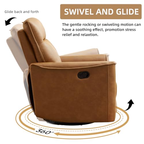 Swivel Rocker Recliner Chair, 360° Glider Nursing Chair with Leathaire