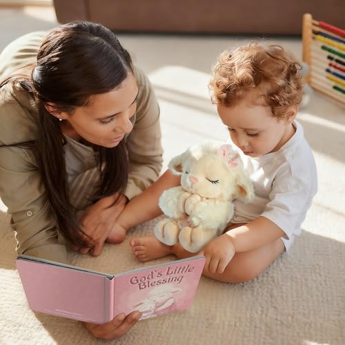 Catholic Baptism Gift Set for Baby Girls - Musical Lamb Plush & Book Box