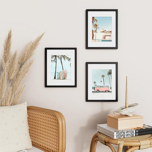 Black 11x14 Picture Frame with Mat for 8x10 Photo, Wall Mount Display