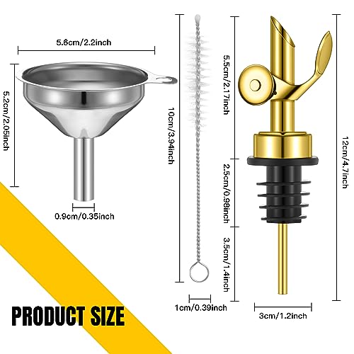 Tioncy 4 Pcs Gold Olive Oil Dispenser Spouts with Funnel & Brush Kitchen Set