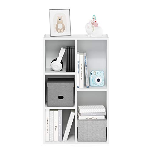 Furinno Luder 5-Cube Bookcase & Open Storage Bookshelf, White