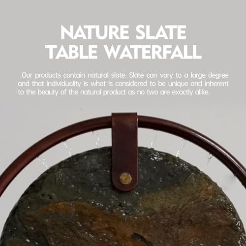 Indoor Tabletop Waterfall Fountain with LED Light - Natural Slate Water Feature