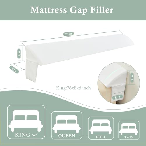 King Bed Wedge Gap Filler Pillow with Side Pockets - 76"x8"x6"