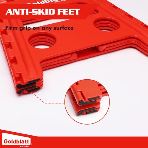 Goldblatt 12.5" Folding Step Stool 2-Pack Red Lightweight Heavy-Duty Plastic