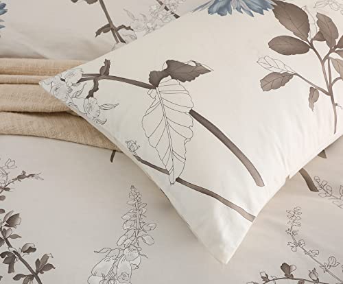 Twin Size Duvet Cover Set, 600 Thread Count Cotton, Reversible Floral Design