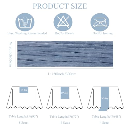 12-Pack Dusty Blue Cheesecloth Table Runners, 20x120 Inch Gauze Table Decor