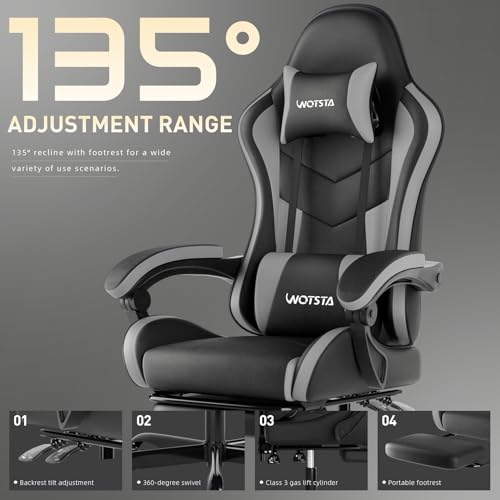 Ergonomic Gaming & Office Chair with Footrest, Recliner & Lumbar Support