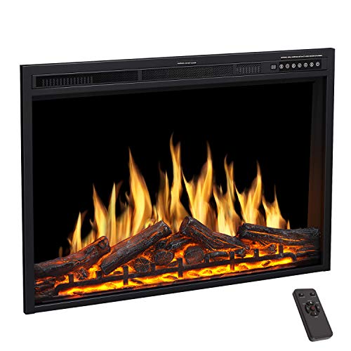 36-Inch Electric Fireplace Insert Recessed Heater with Remote Control