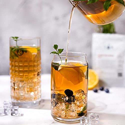 Le'raze Set of 10 Can-Shaped 16oz Drinking Glasses - Durable Irish Glass for Cocktails & More
