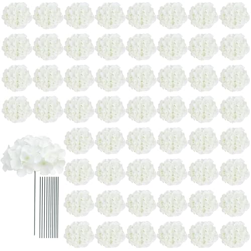 65pcs Ivory Artificial Hydrangea Flowers Bouquet for Weddings & Events