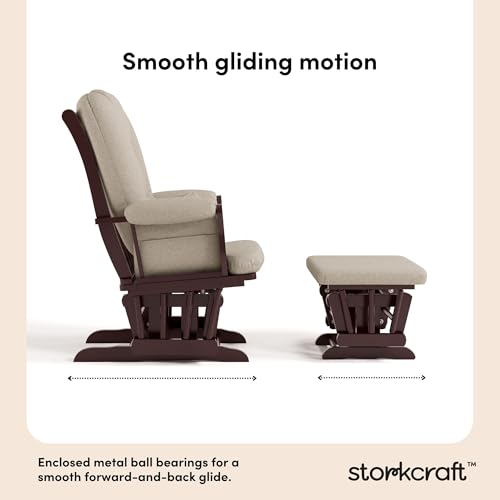 Nursery Glider and Ottoman Set with Lumbar Pillow, Solid Wood, Espresso