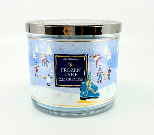Bath & Body Works White Barn 3-Wick Candle with Essential Oils - 14.5 oz Frozen Lake