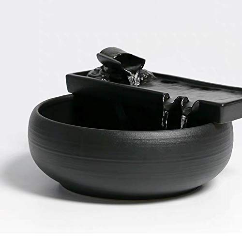 Ceramic Tabletop Fountain - 8.3-Inch Indoor Water Feature with Pump
