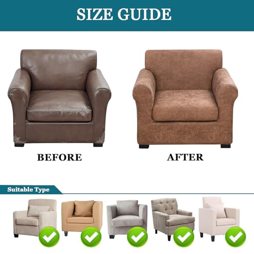 Washable Faux Leather Armchair Covers with Cushion Covers