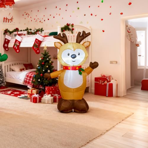 TYBEEU 4ft Inflatable Reindeer with LED Lights, Auto Blow Up Christmas Decor