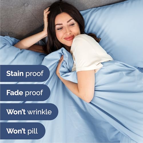CGK Unlimited Queen Size Baby Blue 4-Piece Cooling Bed Sheet Set - Breathable & Soft