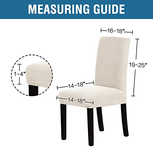 H.VERSAILTEX Stretch Dining Chair Covers Set of 4 Chair Covers for Dining Room Parsons Chair Slipcover Chair Protectors Covers Dining, Feature Textured Checked Jacquard Fabric, Ivory