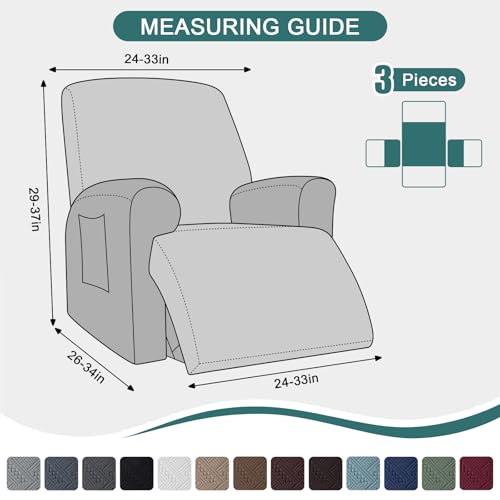 Washable Recliner Sofa Cover with Pockets - Chocolate, 1 Seater