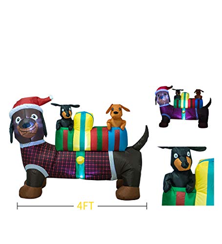 TRMESIA 4FT Christmas Inflatable Dachshund Dog Decoration – Holiday Yard Decor