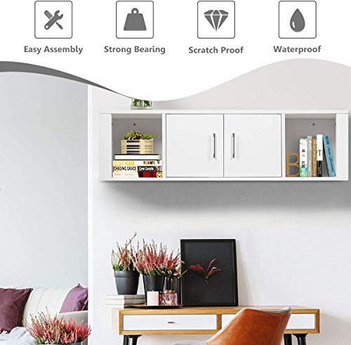 Wall-Mounted Floating Computer Desk and Storage Cabinet Set