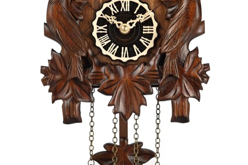 Handcrafted Wooden Cuckoo Clock with Pendulum and 12 Melodies