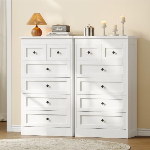Tall 6-Drawer Wood Dresser, Modern Vertical Storage Chest for Bedroom