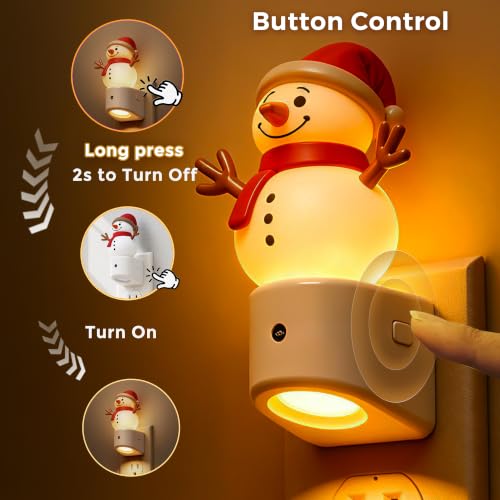 L LOHAS LED Christmas Snowman Night Light 1 Pack Dusk to Dawn RGB Kids Decor