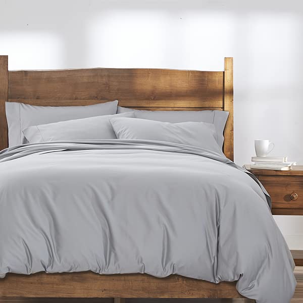King Gray Comforter Duvet Cover | 100% Cotton Sateen | Ultra Soft