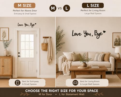 Love You Bye 3D Wooden Wall Sign for Entryway and Above-Door Decor