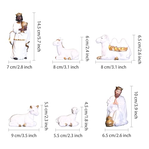 Nativity Set 12 Pcs Christmas Figures, 6 inch White Indoor Catholic Manger Scene (Aunniqum)