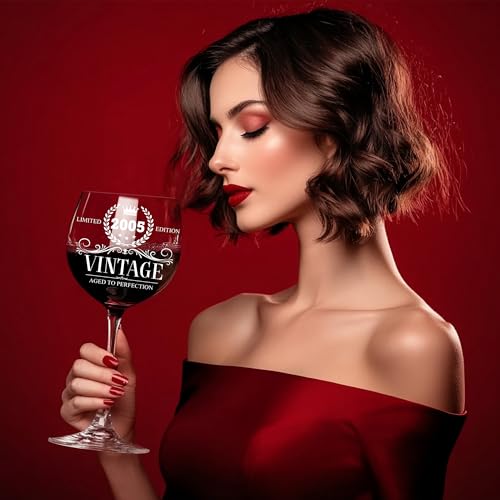21st Birthday Wine Glass - Engraved Vintage 2005 Stemware Gift for Her