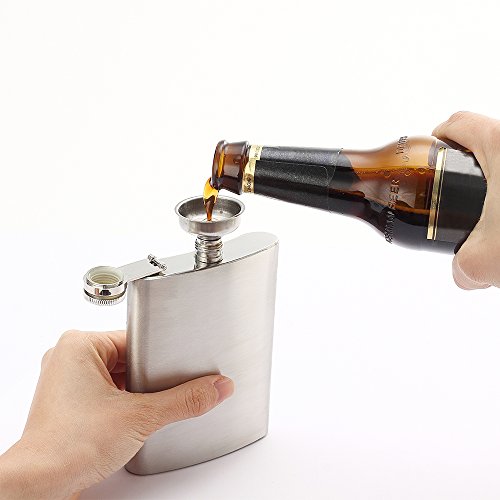 8 oz Stainless Steel Hip Flask Set with Funnel - QLL 3-Pack for Travel & Gifts