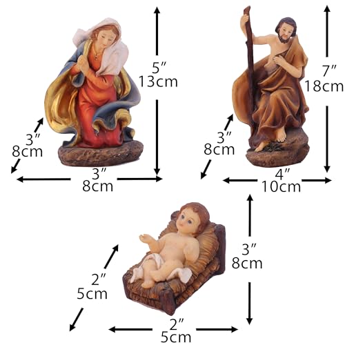 Nativity Set 11 Pcs 8 Inch Gold - Joseph, Mary, Jesus & More Resin Figurines