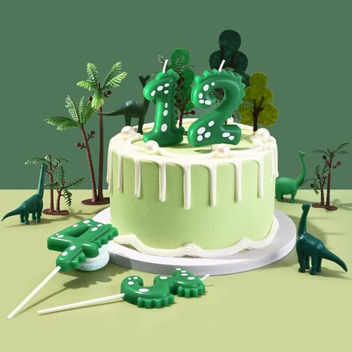 Large Green Dinosaur 3 Number Birthday Candle - 2.76 Inch